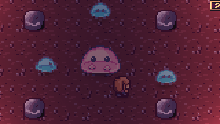 The Warrior fighting the Brood Hollow slime boss