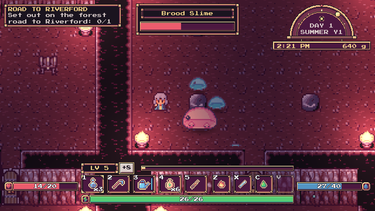 A Wizard fighting the Brood Slime boss